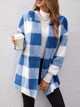 Plaid Long Sleeve Hooded Coat - MyEmpired
