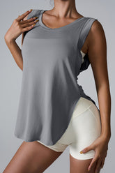 Slit Round Neck Active Tank - MyEmpired