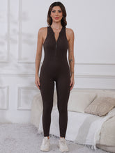 Half Zip Wide Strap Active Jumpsuit - MyEmpired