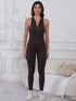Half Zip Wide Strap Active Jumpsuit - MyEmpired