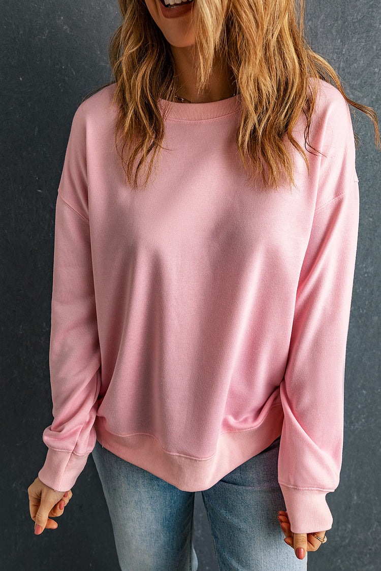 Round Neck Dropped Shoulder Sweatshirt - MyEmpired