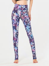 Printed Wide Waistband Active Leggings with Stirrups - MyEmpired