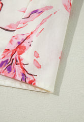 Tied Flower Printed Three-Quarter Sleeve Dress - MyEmpired