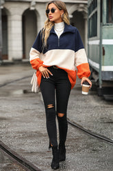 Color Block Quarter Zip Sweatshirt - MyEmpired