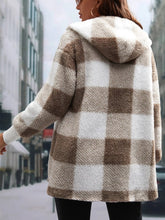Plaid Long Sleeve Hooded Coat - MyEmpired