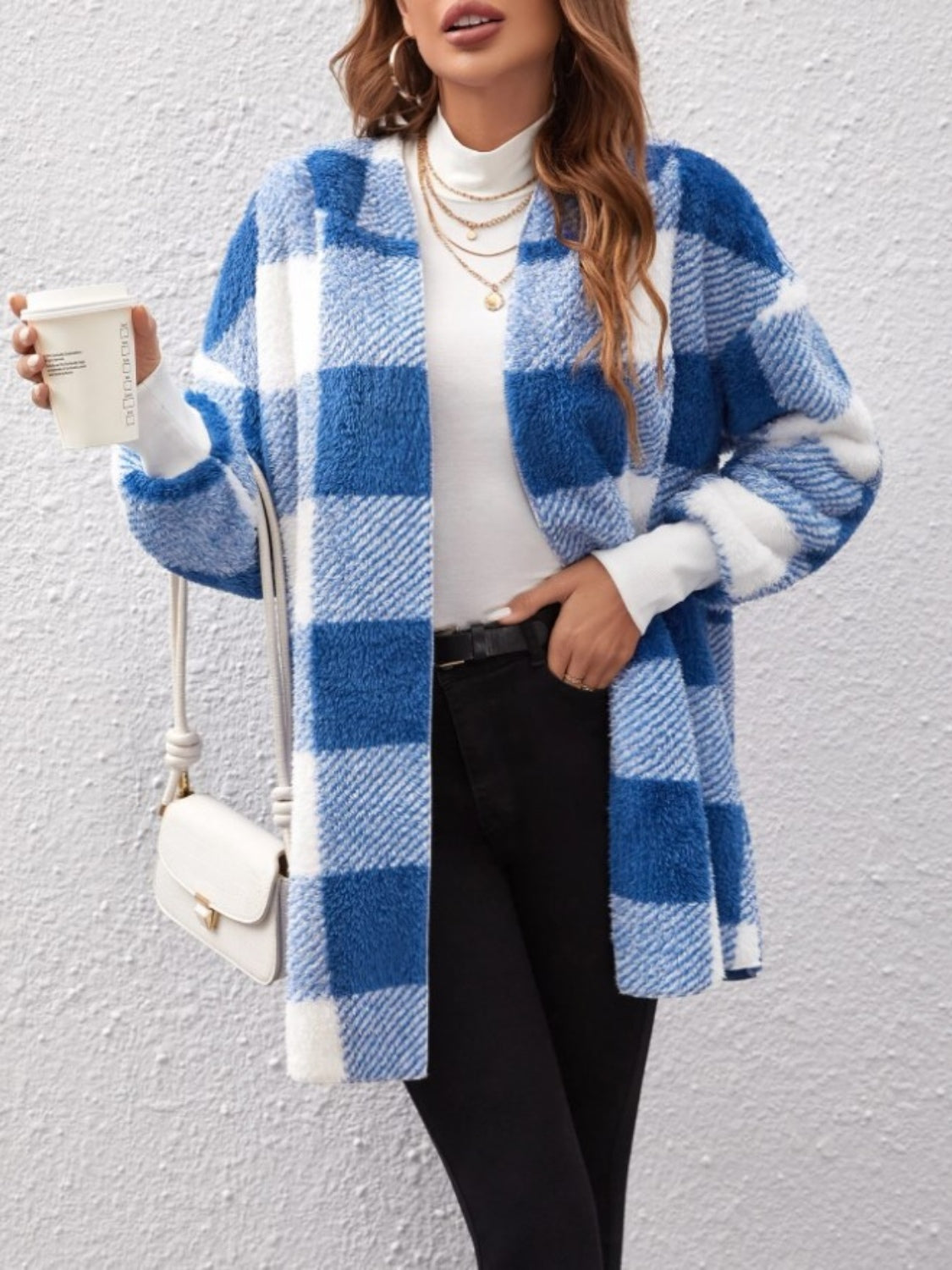 Plaid Long Sleeve Hooded Coat - MyEmpired