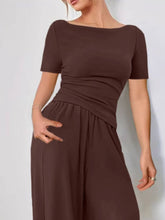 Round Neck Short Sleeve T-Shirt and Pants Set - MyEmpired