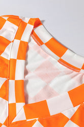 Checkerboard V Neck Loose Tee and Shorts Set - MyEmpired