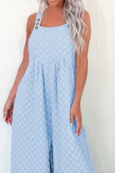 Checkered Pocketed Wide Leg Overalls - MyEmpired