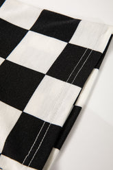 Checkerboard V Neck Loose Tee and Shorts Set - MyEmpired