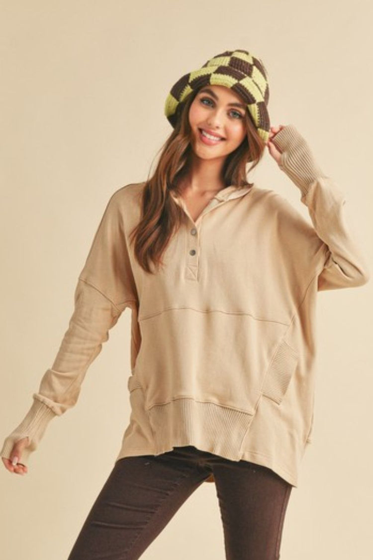 Aemi + Co Half Snap Dropped Shoulder Hoodie - MyEmpired