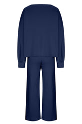 Round Neck Long Sleeve Top and Pants Set - MyEmpired