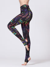 Printed Wide Waistband Active Leggings with Stirrups - MyEmpired