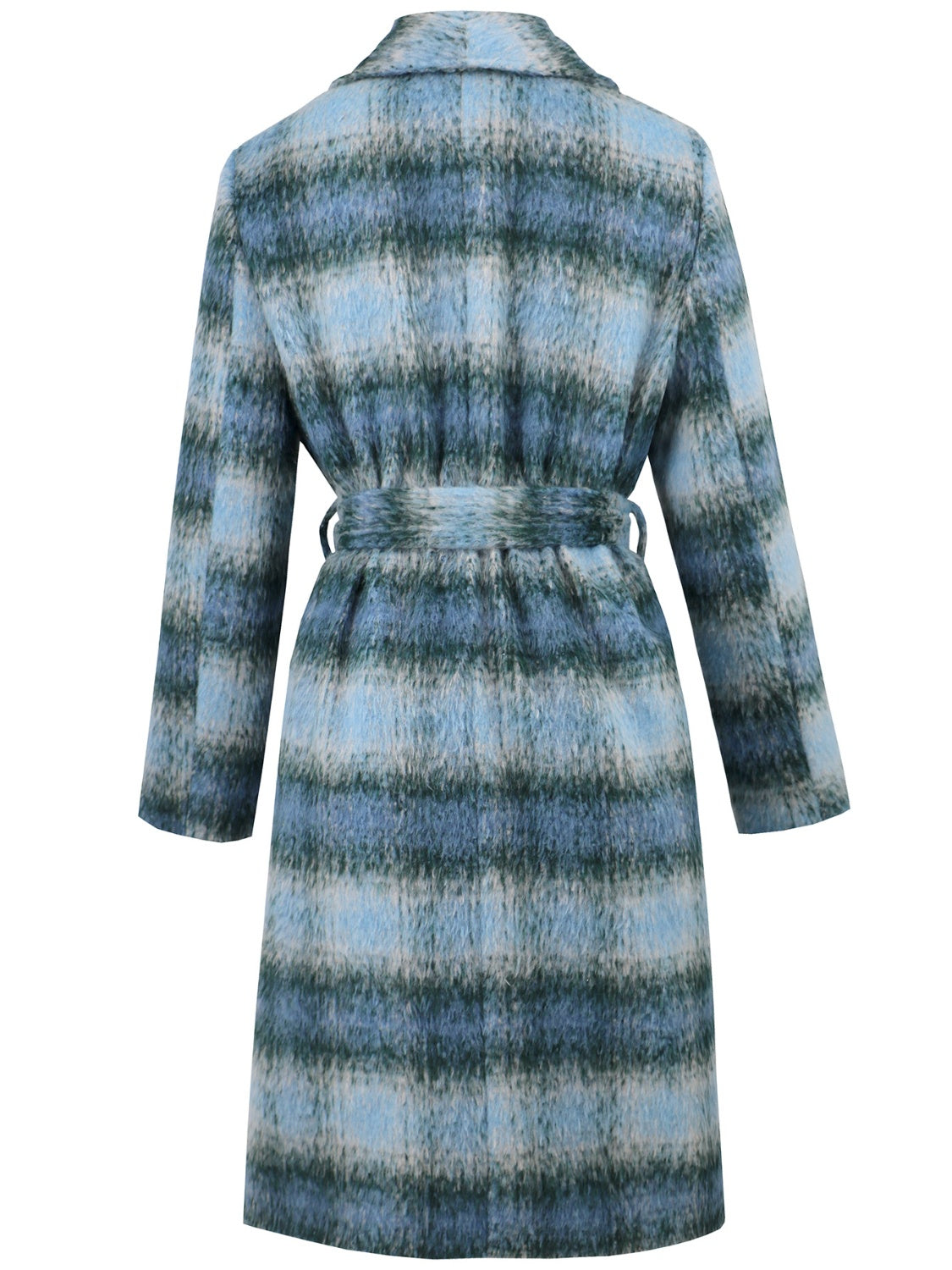 Plaid Tie Waist Long Sleeve Coat - MyEmpired