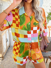 Devine Printed Collared Neck Half Sleeve Top and Shorts Set - MyEmpired