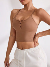 Ribbed Half Button Cropped Active Cami - MyEmpired