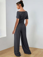 Round Neck Short Sleeve T-Shirt and Pants Set - MyEmpired