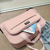 Spacious Foldable Canvas Travel Bag with Telescopic Handle - Perfect for Business Trips & Carry-On Luggage, Easy Pack Design, Available in Pink/Purple/Blue/Black - MyEmpired