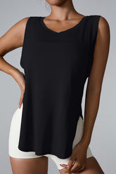 Slit Round Neck Active Tank - MyEmpired