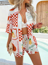 Devine Printed Collared Neck Half Sleeve Top and Shorts Set - MyEmpired