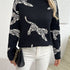 Leopard Pattern Mock Neck Sweater, Elegant Long Sleeve Sweater For Fall & Winter, Women&