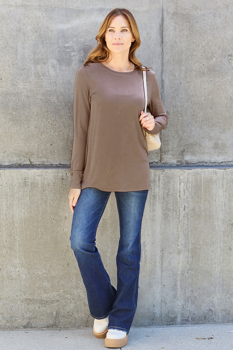 Basic Bae Full Size Round Neck Long Sleeve Top - MyEmpired