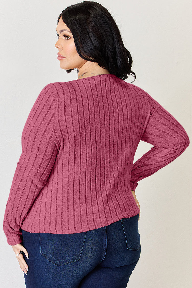 Basic Bae Full Size Ribbed Long Sleeve T-Shirt - MyEmpired