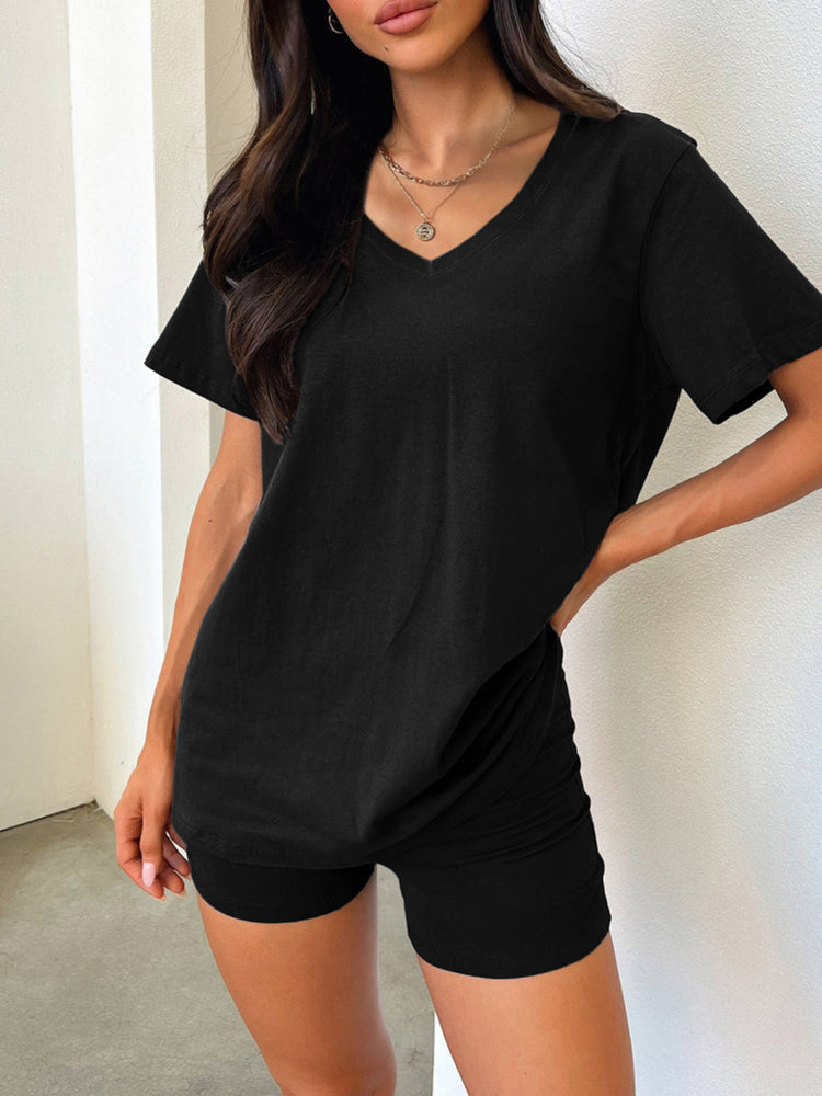 V-Neck T-Shirt and Shorts Set - MyEmpired