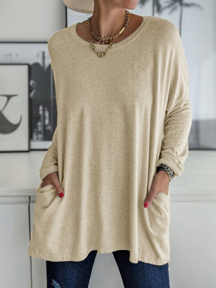 Full Size Round Neck Long Sleeve T-Shirt - MyEmpired