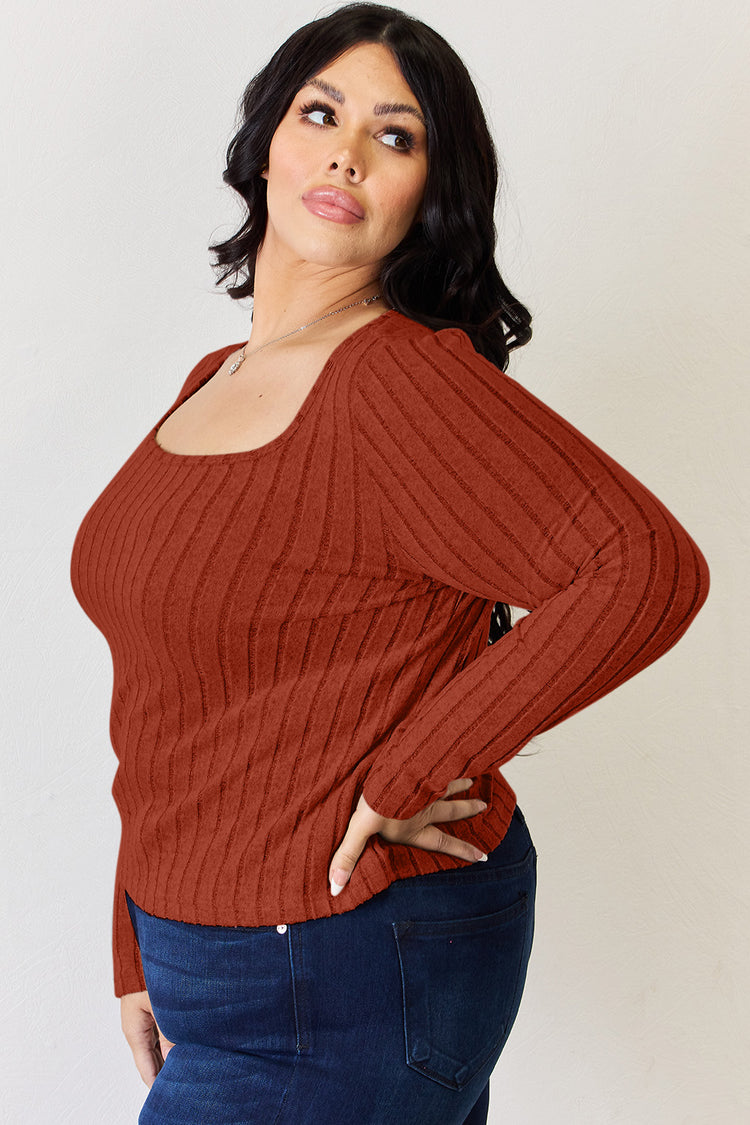 Basic Bae Full Size Ribbed Long Sleeve T-Shirt - MyEmpired