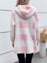 Plaid Long Sleeve Hooded Coat - MyEmpired