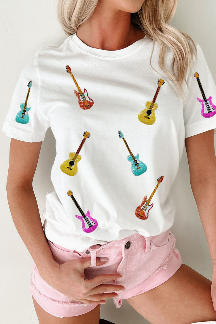 Guitar Crew Neck Short Sleeve T-Shirt - MyEmpired