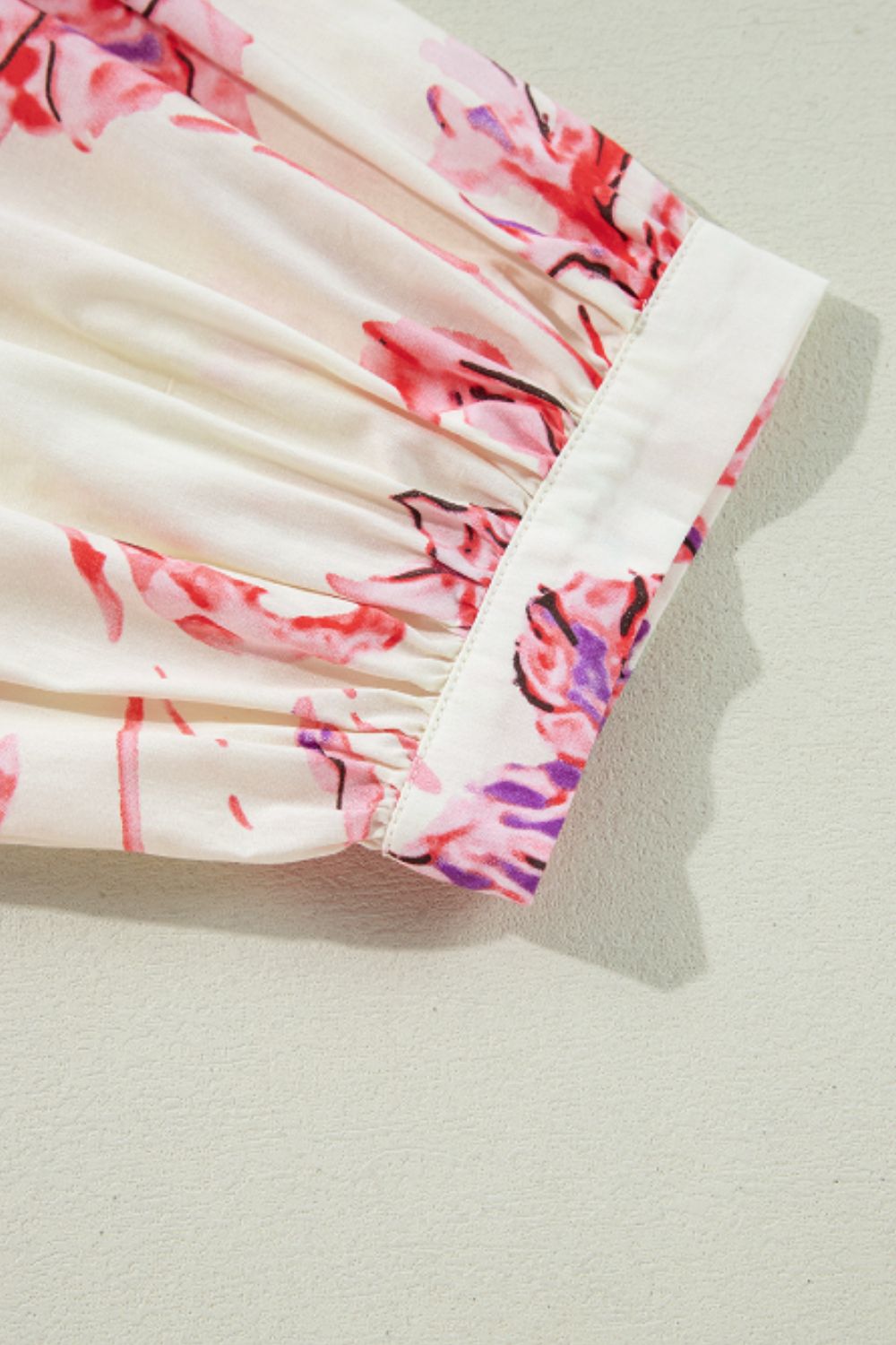 Tied Flower Printed Three-Quarter Sleeve Dress - MyEmpired