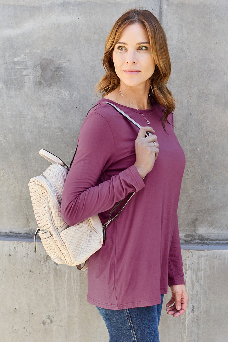 Basic Bae Full Size Round Neck Long Sleeve Top - MyEmpired
