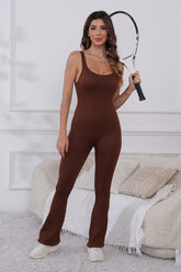 Scoop Neck Wide Strap Active Jumpsuit - MyEmpired