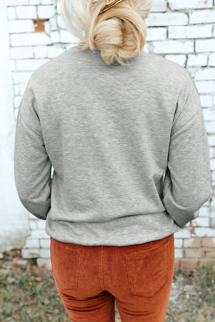 Round Neck Dropped Shoulder Sweatshirt - MyEmpired