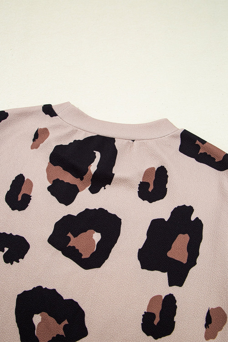 Leopard Round Neck Cap Sleeve T-Shirt - MyEmpired