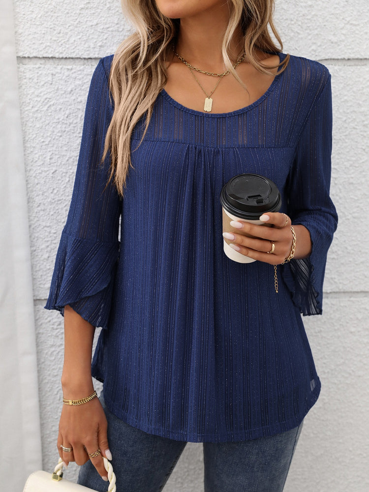 Round Neck Three-Quarter Sleeve Top - MyEmpired