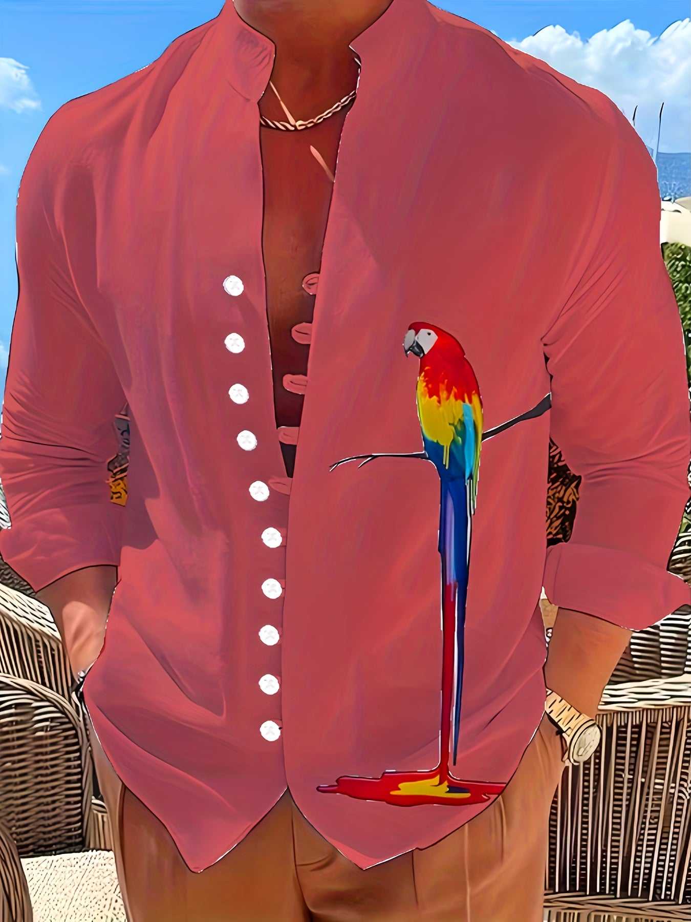 Parrot 3D Pattern Print Men&