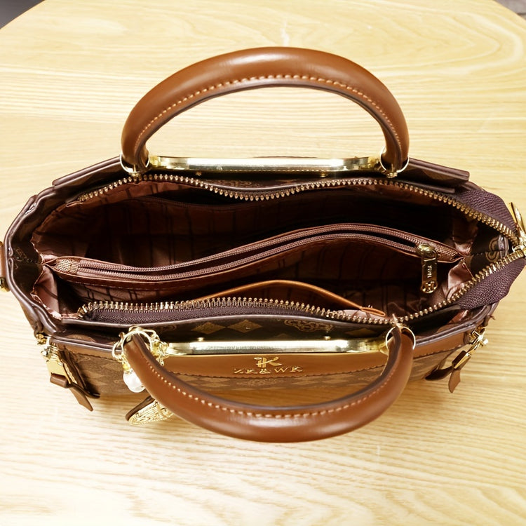 Vintage PU Crossbody Bag, Retro Shoulder Bag, Women&