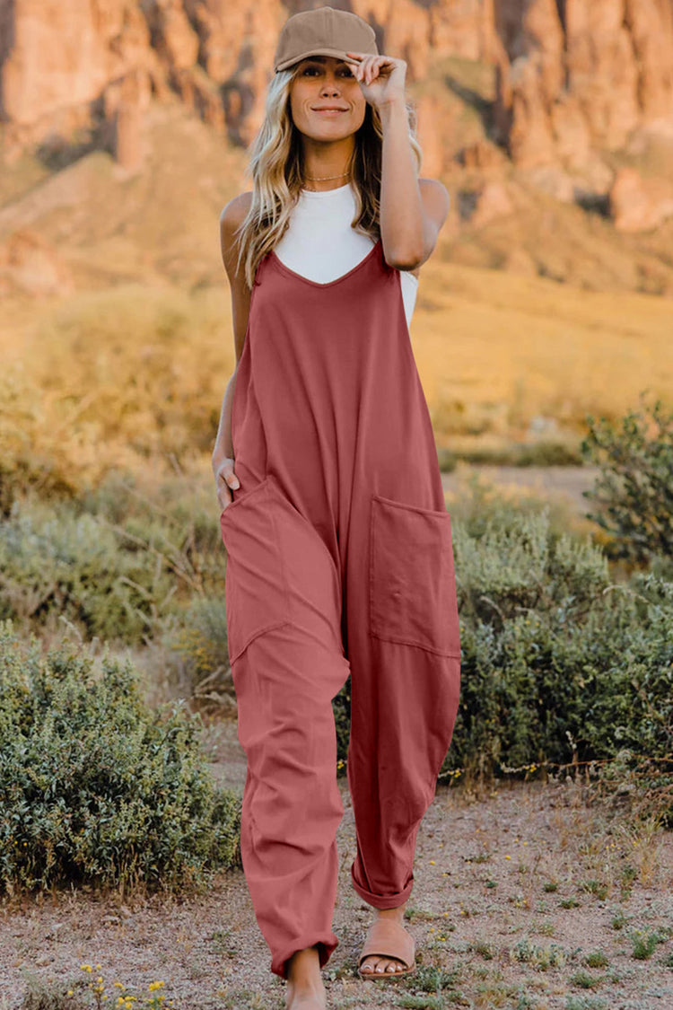 Double Take Full Size V-Neck Sleeveless Jumpsuit with Pockets - MyEmpired