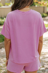 Ribbed Sequined Easter Bunny T-Shirt and Shorts Set - MyEmpired