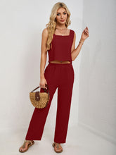 Square Neck Tank and Wide Leg Pants Set - MyEmpired