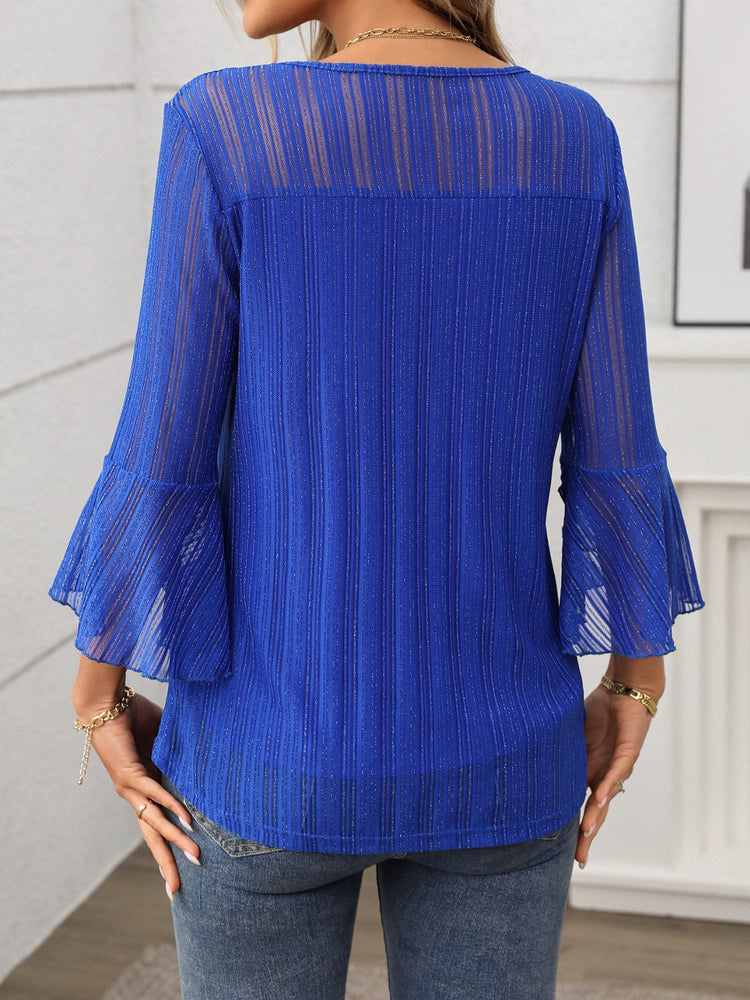 Round Neck Three-Quarter Sleeve Top - MyEmpired