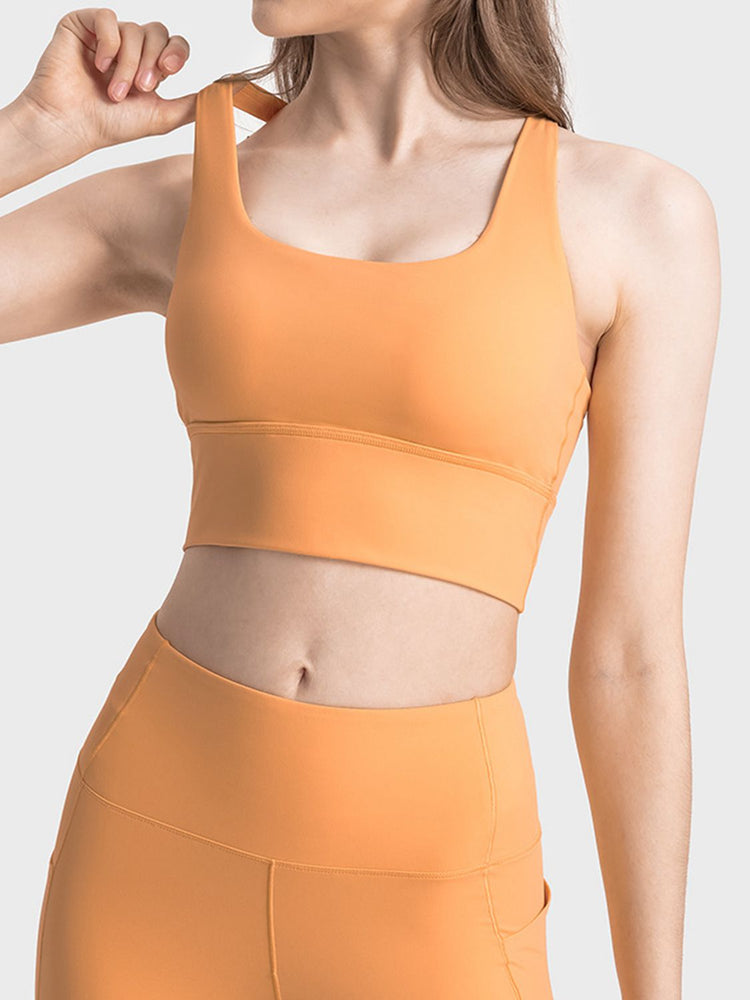 Millennia Scoop Neck Crisscross Straps Sports Bra - MyEmpired