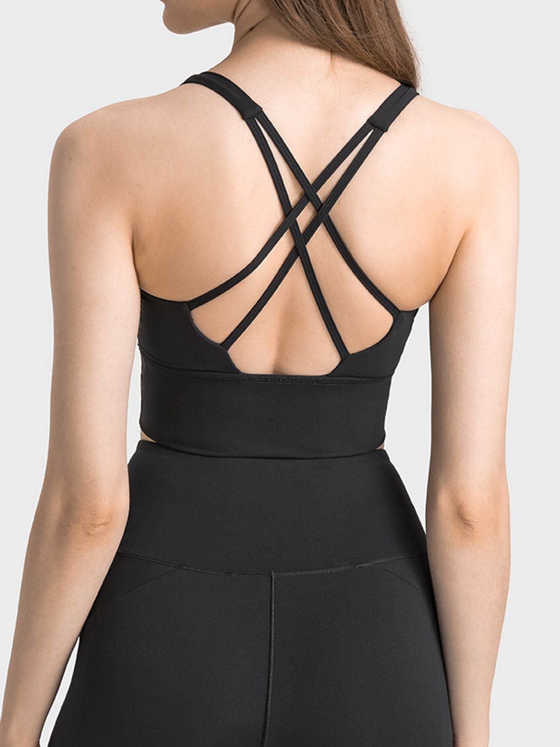 Millennia Scoop Neck Crisscross Straps Sports Bra - MyEmpired