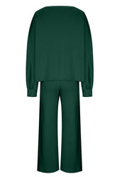 Round Neck Long Sleeve Top and Pants Set - MyEmpired