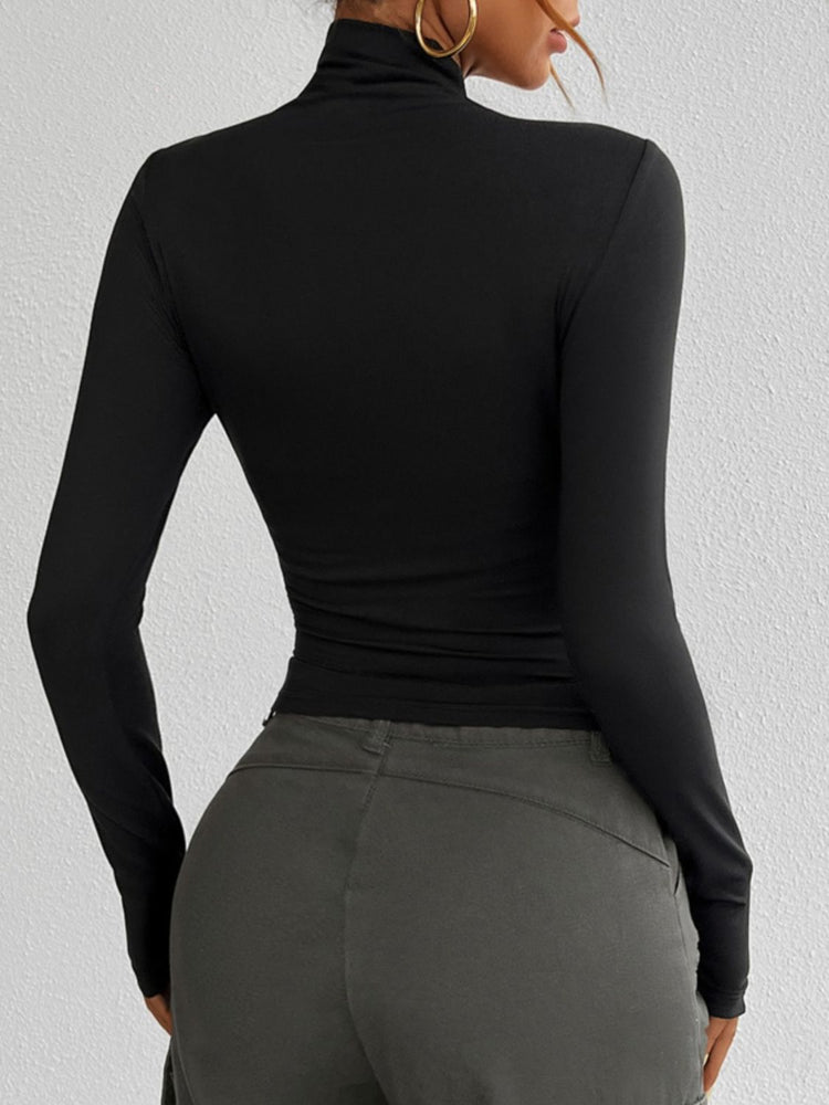 Devine Mock Neck Long Sleeve T-Shirt - MyEmpired