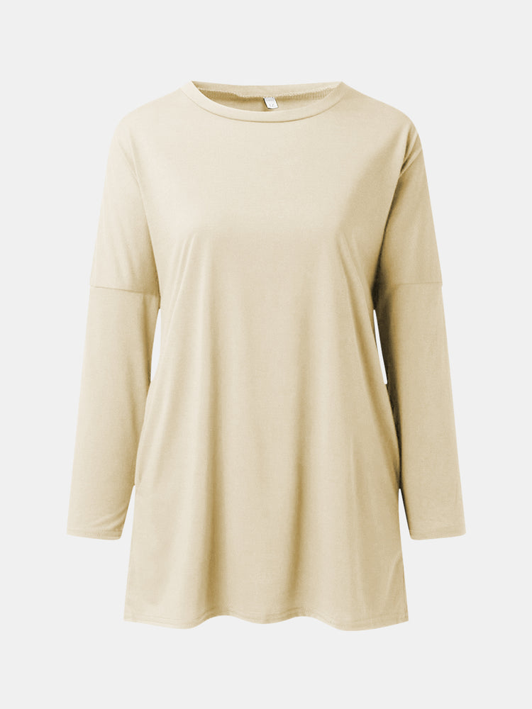 Full Size Round Neck Long Sleeve T-Shirt - MyEmpired