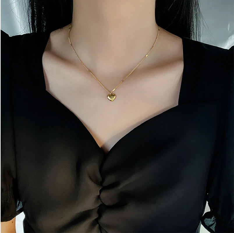 XIYANIKE 316L Stainless Steel Gold Color Love Heart Necklaces For Women Chokers 2021Trend Fashion Festival Party Gift Jewelry - MyEmpired